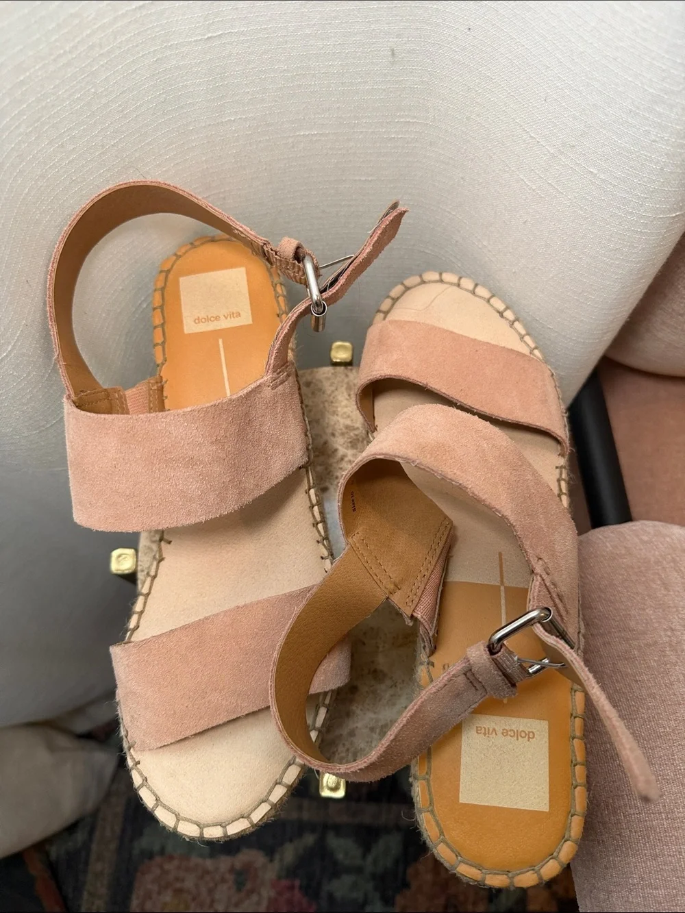 Dolce Vita Blush Suede Espadrille Wedge Sandals